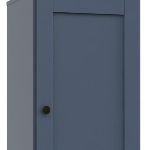 36" French Blue Solid Wood Adjustable Three Tier Library Bookcase with One Door