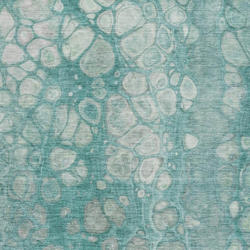 10' X 14' Aqua Gray And Silver Abstract Washable Area Rug With UV Protection
