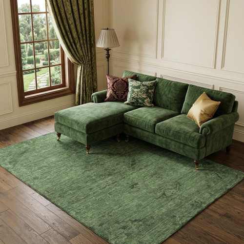 9' X 12' Fern Green And Emerald Medallion Washable Area Rug With UV Protection