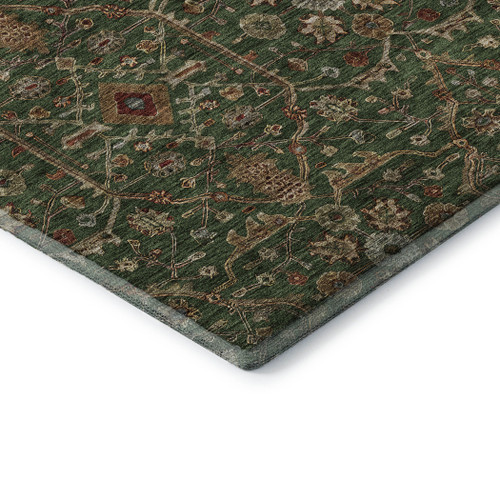8' X 10' Emerald Copper And Beige Oriental Washable Area Rug With UV Protection