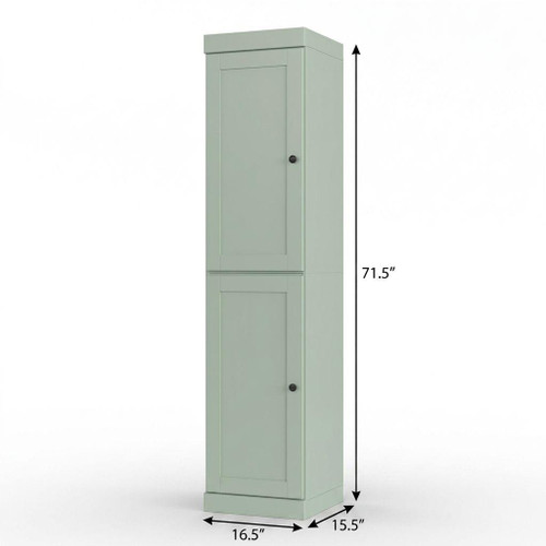 17" Sage Solid Wood Free Standing Double Door Linen Cabinet