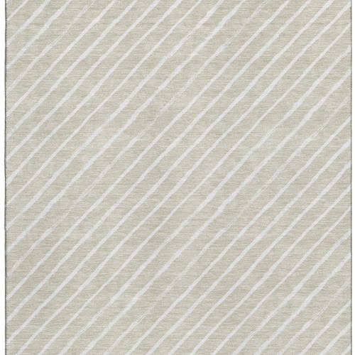 5' X 8' Beige And Ivory Abstract Geometric Washable Area Rug With UV Protection