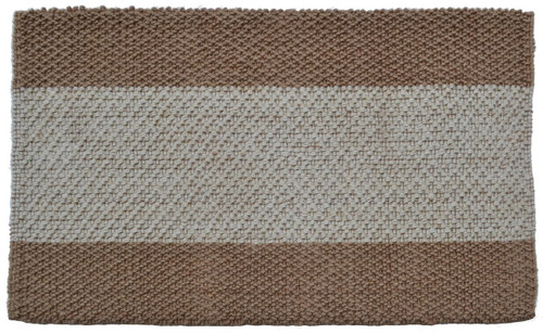 2' X 3' Brown And Beige  Jute Striped Hand Woven Area Rug