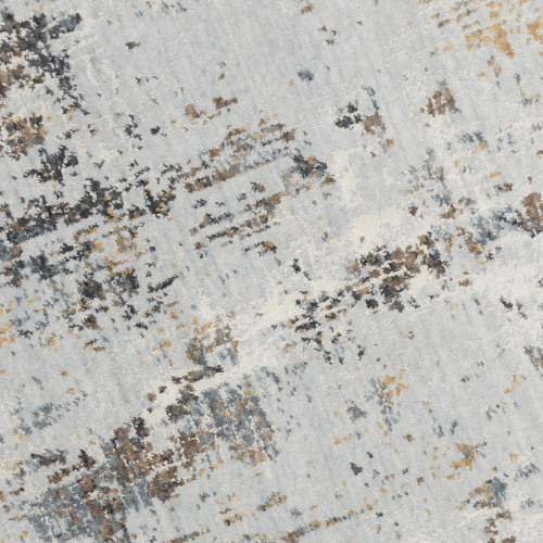 8' Blue Gray And Ivory Abstract Hand Carved Handmade Area Rug