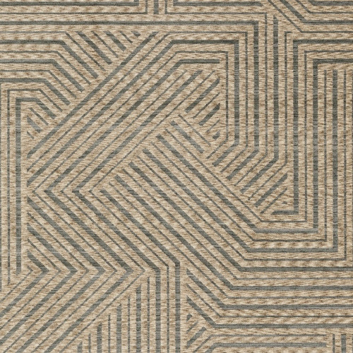 7' X 10' Beige And Gray Striped Area Rug With Fringe