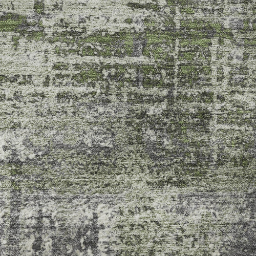5' X 8' Olive Green Ivory And Gray Geometric Washable Area Rug With UV Protection