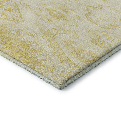 3' X 5' Gold And Ivory Moroccan Washable Area Rug With UV Protection