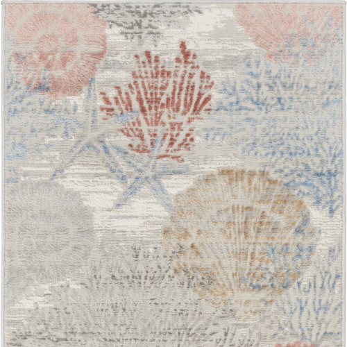3' X 5' Ivory Blue And Brown Area Rug
