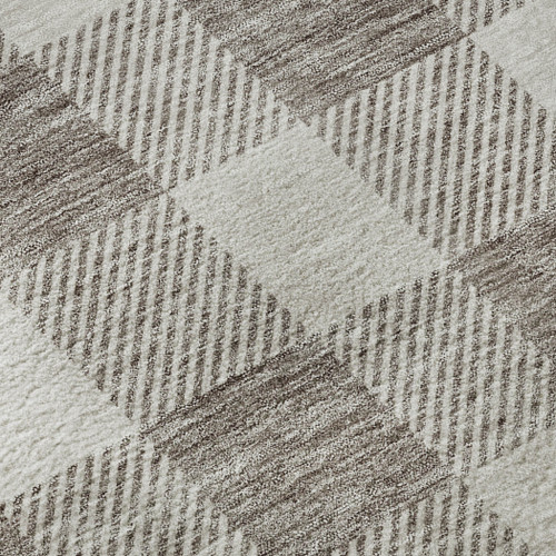 9' X 12' Taupe And Ivory Plaid Washable Area Rug With UV Protection