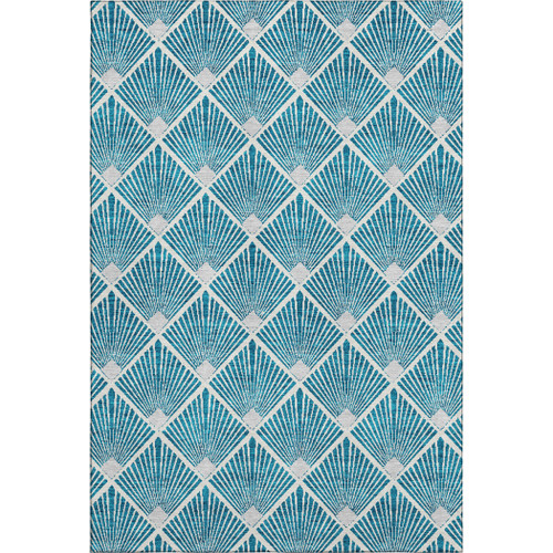 10' X 14' Teal And Ivory Abstract Geometric Washable Area Rug With UV Protection