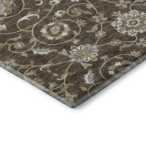8' X 10' Chocolate Ivory And Gray Moroccan Washable Area Rug With UV Protection