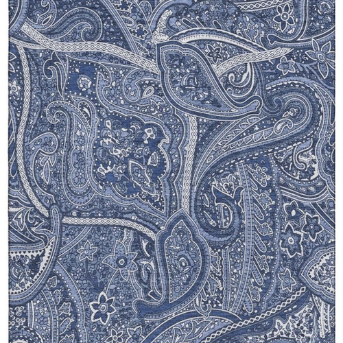 10' X 14' Navy Blue And Ivory Paisley Washable Area Rug With UV Protection