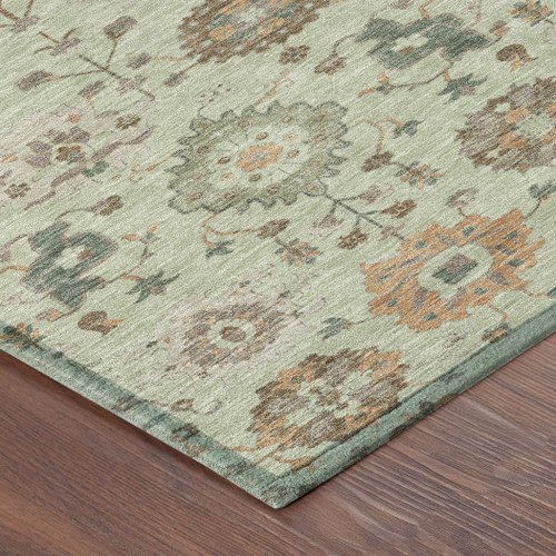 10' X 14' Green And Khaki Geometric Washable Indoor Outdoor Area Rug