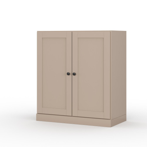 32" Beige Solid Wood Shaker Style Double Door Linen Cabinet