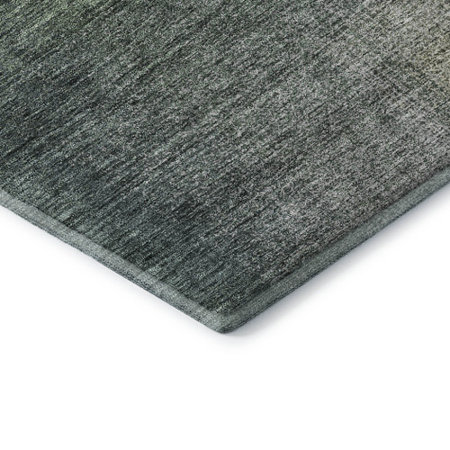 5' X 8' Olive Green Ivory And Gray Abstract Washable Area Rug With UV Protection