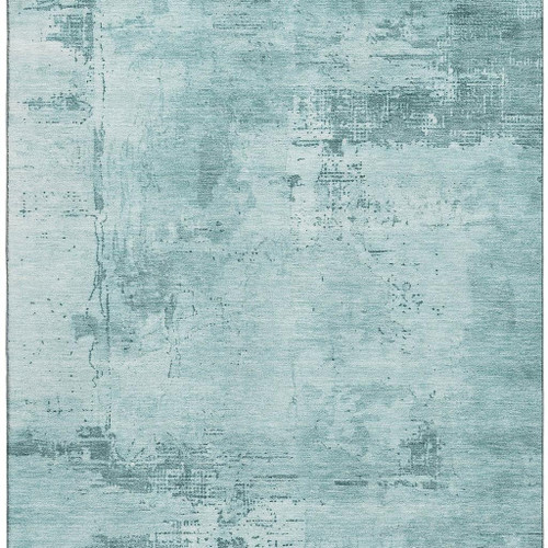 10' X 14' Aqua And Sky Blue Abstract Washable Area Rug With UV Protection