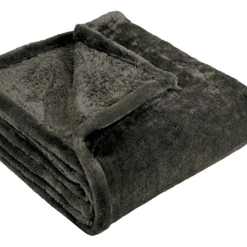 50" X 60" Charcoal Fleece Plush Throw Blanket