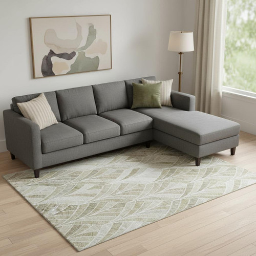 10' X 14' Khaki Beige And Ivory Geometric Washable Area Rug With UV Protection