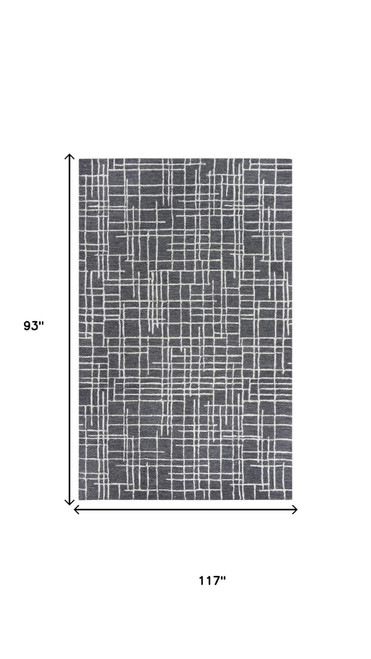 8' X 10' Charcoal And Ivory Wool Geometric Hand Tufted Area Rug