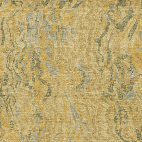 3' X 5' Gold Gray And Olive Green Abstract Washable Area Rug With UV Protection