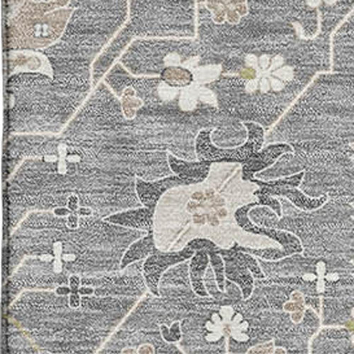 9' X 12' Gray Ivory And Beige Oriental Washable Area Rug With UV Protection