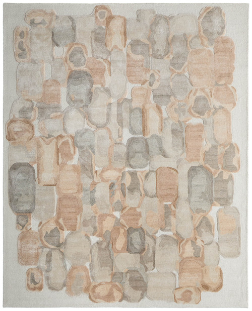 10' X 14' Blue And Ivory Abstract Hand Tufted Area Rug