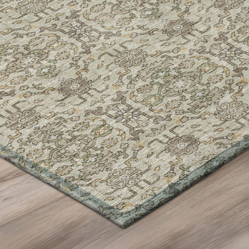 3' X 5' Beige And Brown Oriental Washable Indoor Outdoor Area Rug