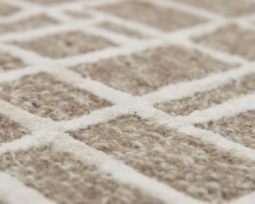 5' X 8' Brown Natural And Ivory Wool Geometric Hand Tufted Area Rug