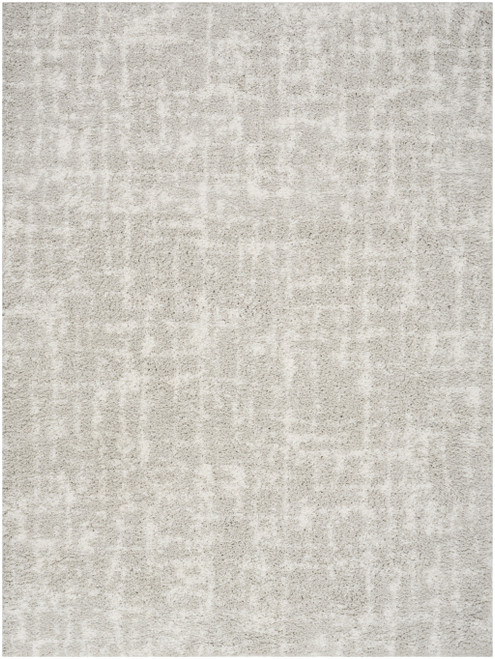 5' X 7' Ivory Abstract Shag Power Loom Area Rug