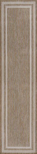 8' Beige And Cream Indoor Outdoor Runner Rug