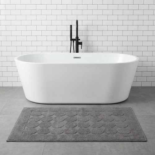 24" X 35" Dark Gray Tone on Tone Polka Dot Turkish Cotton Bath Rug