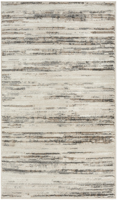 2' X 4' Beige Ivory And Brown Abstract Distressed Area Rug