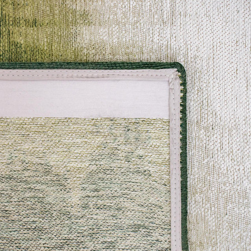 9' X 13' Green And White Abstract Washable Area Rug With UV Protection