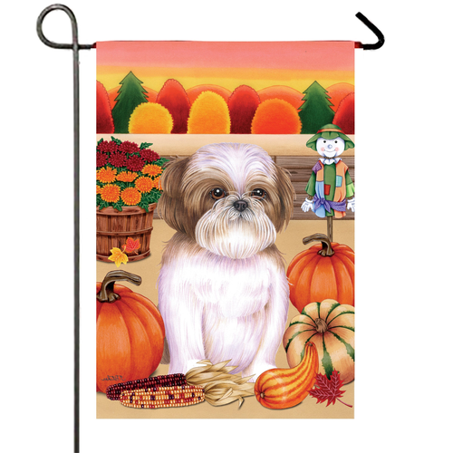 Shih Tzu Brown  - Best of Breed Autumn Harvest Garden Flag 