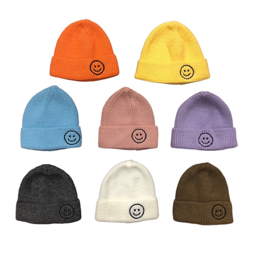 Smiley Face Beanie - Yellow