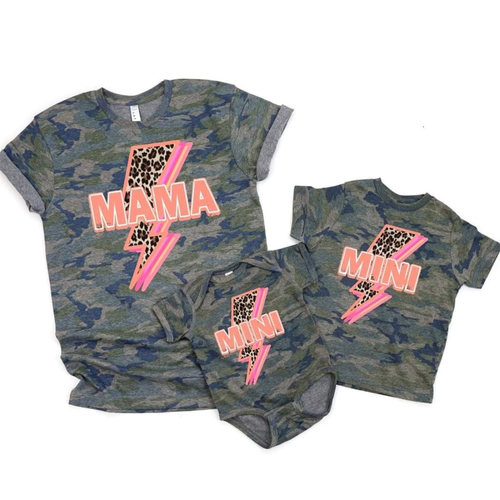 Women's Leopard bolt Mama Mini T-Shirt