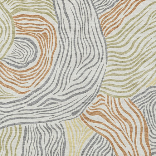 8' X 10' Linen And Green Ikat Washable Indoor Outdoor Area Rug