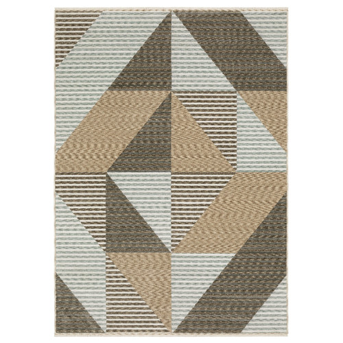8' X 11' Beige Gray And Brown Striped Area Rug With Fringe