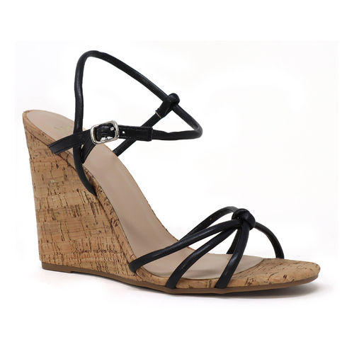 DONYA-38 Women's Wooden Wedge Heels With Strappy Upper
