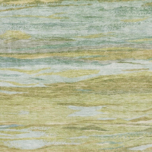 10' X 14' Sage Gray And Aqua Abstract Washable Area Rug With UV Protection