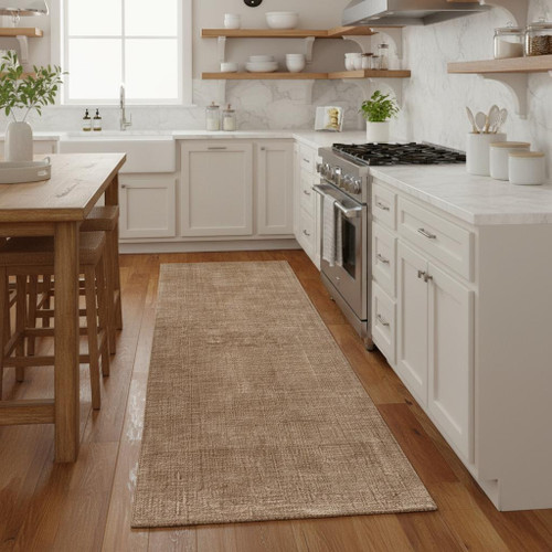 8' Tan Wool Hand Woven Area Rug