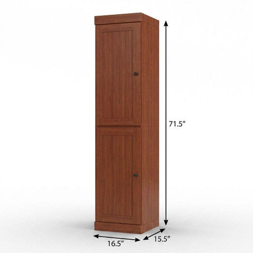 17" Coffee Solid Wood Free Standing Double Door Linen Cabinet