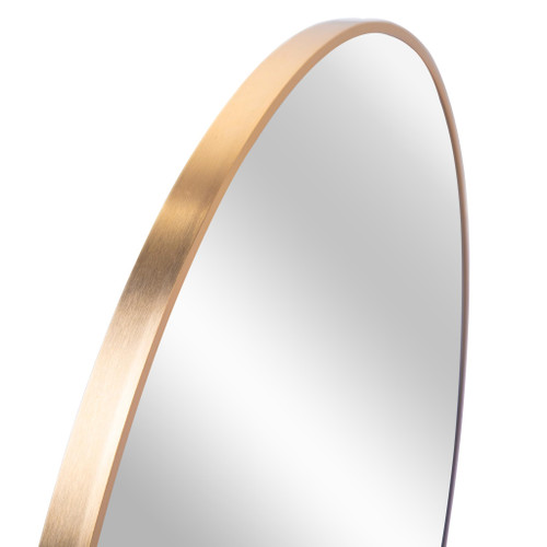 39" Gold Aluminum And Metal Round Framed Accent Mirror