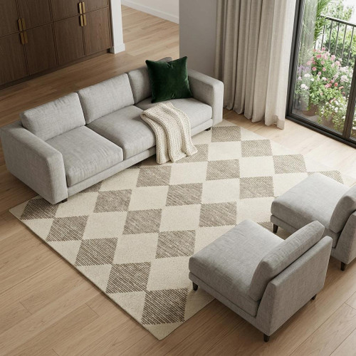 8' X 11' Brown And Beige Geometric Area Rug