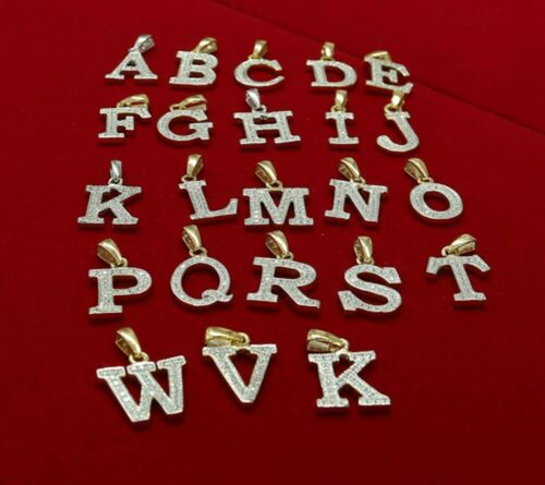 10k White Gold Finish Alphabet With Lab Created Diamonds Silver Pendant