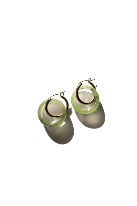 Amelie skinny jade stone hoop earrings