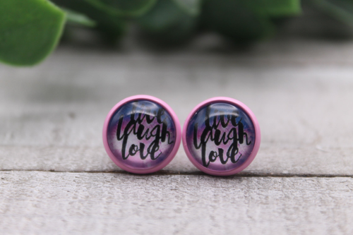 Live Laugh Love  Glass Stud Earrings