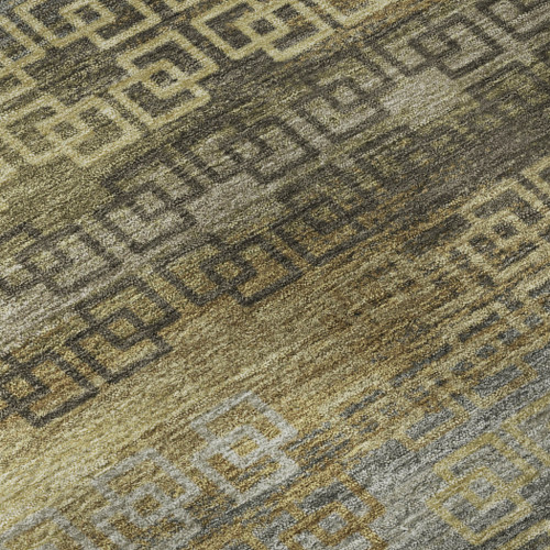 10' X 14' Wheat And Brown Striped Washable Area Rug With UV Protection