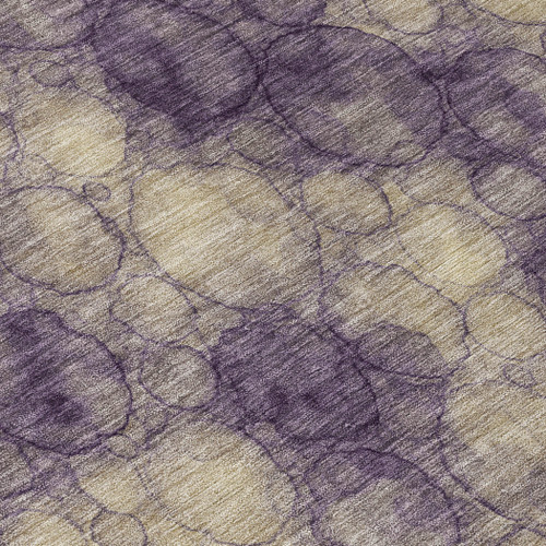 5' X 8' Plum And Wheat Abstract Washable Indoor Outdoor Area Rug