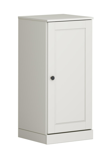 17" Off White Solid Wood Free Standing Single Door Linen Cabinet
